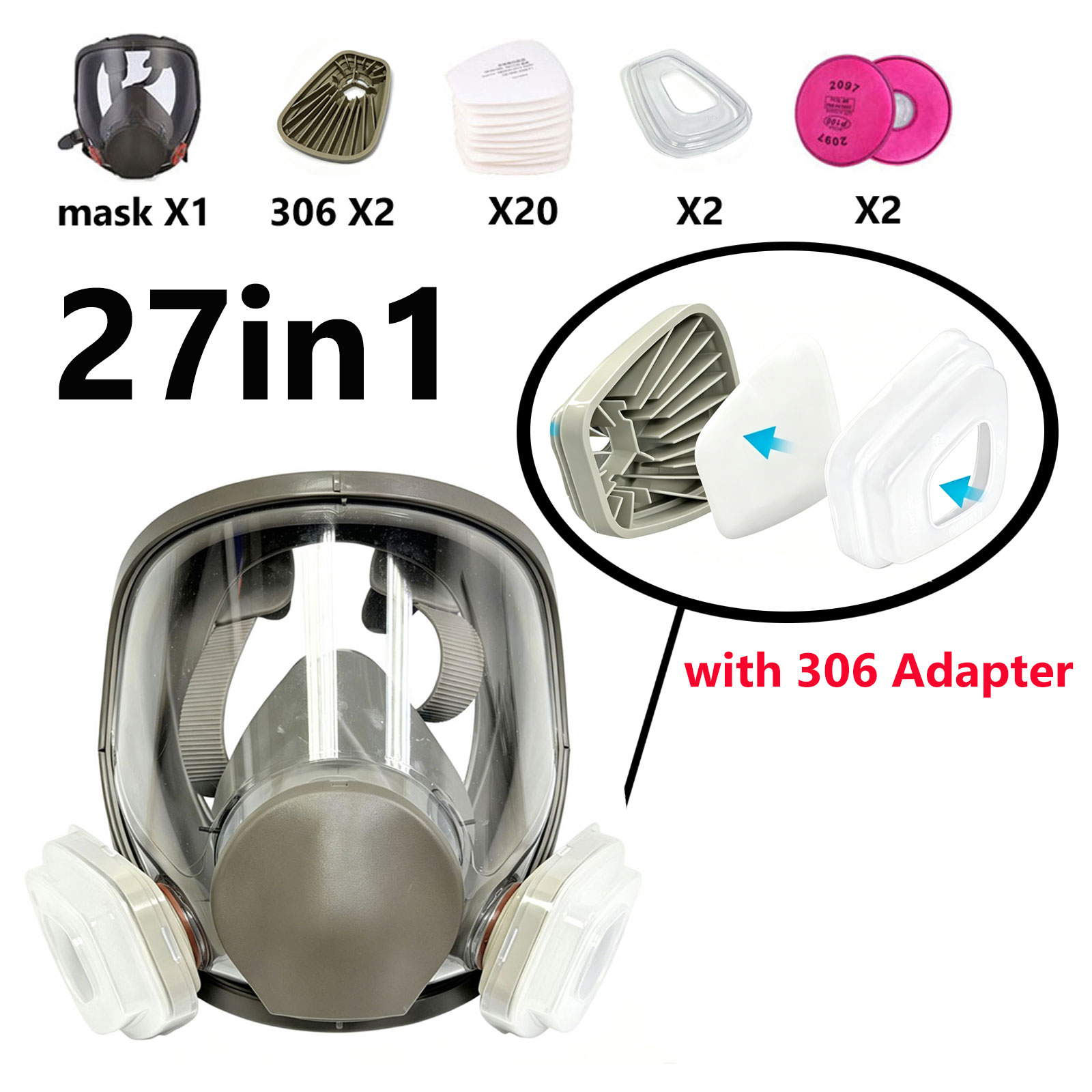 6800 Full Face Respirator with - Dust Mask Construction recension och pris
